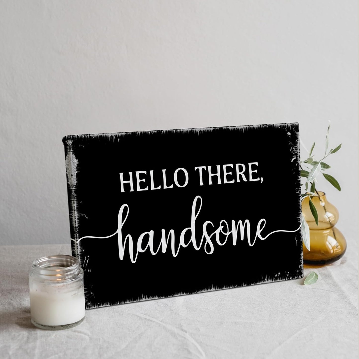 Tizzer Hello Gorgeous Wall Art Set - Romantic Farmhouse Decor for Couples | 11x14 Inch Black Prints