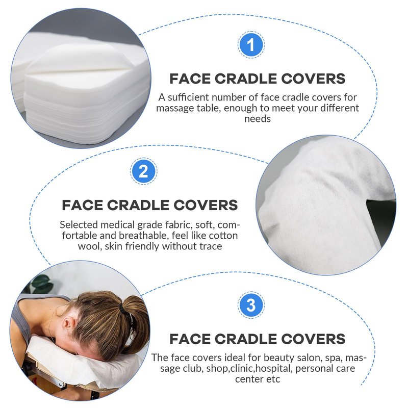 300 Count Disposable Face Cradle Covers, Medical-Grade, Ultra Soft, Luxurious, Non-Sticking Massage Face Covers, Headrest Covers for Massage Tables & Massage Chairs