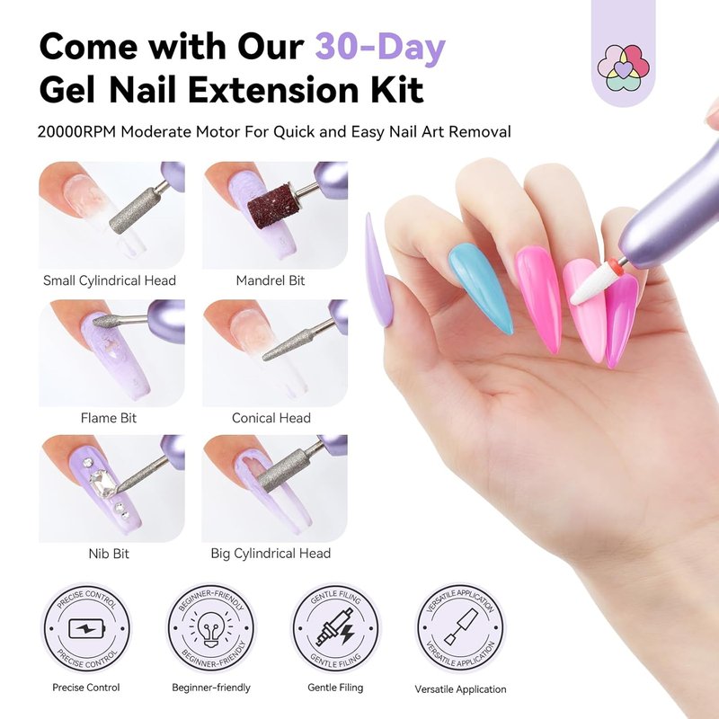 SAVILAND Pro Gel Nail Kit - 500 PCS Strong Nail Glue & UV Lamp | Short Almond Tips in 12 Sizes for DIY Home & Salon Use