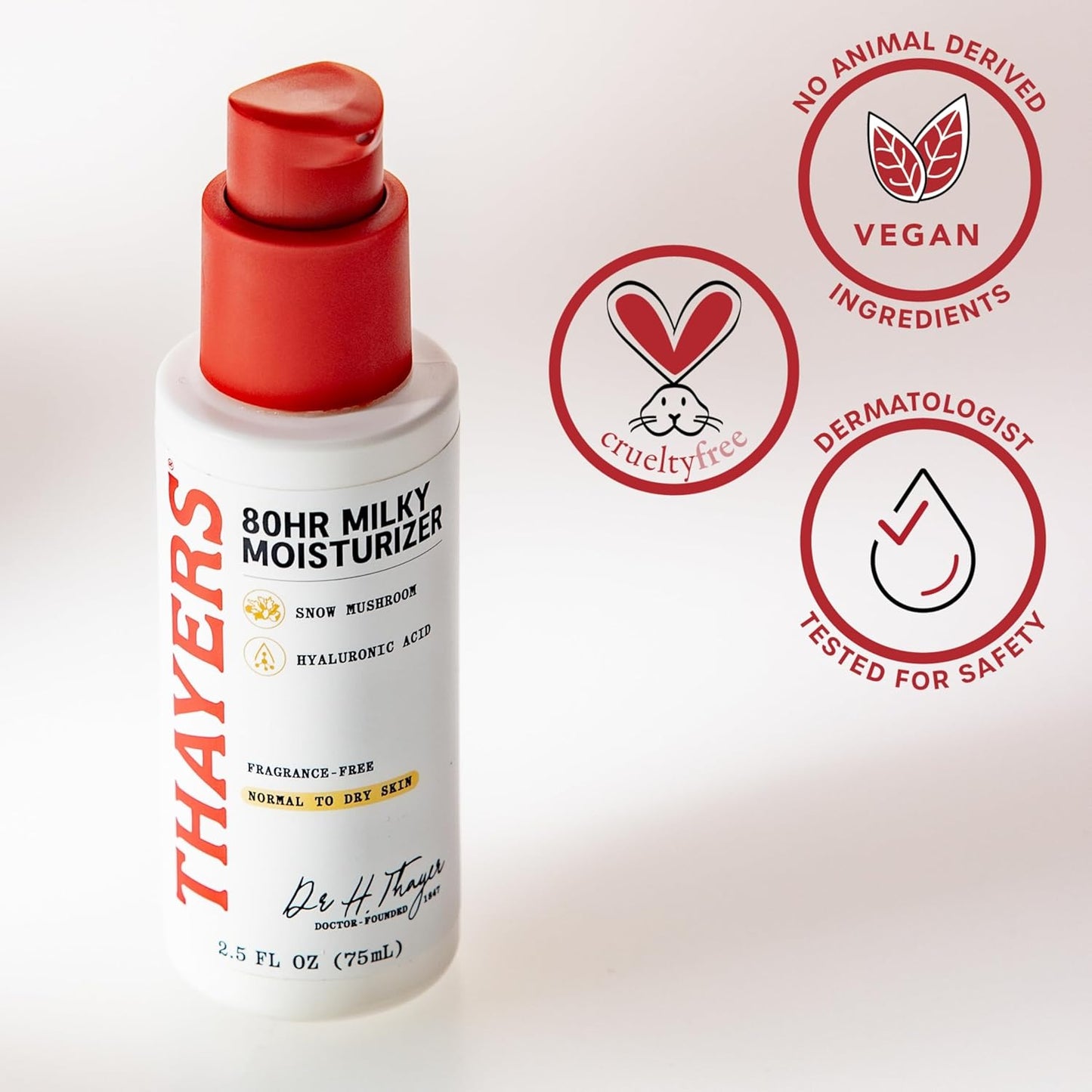 Thayers Face Moisturizer - Hyaluronic Acid & Snow Mushroom | Lightweight Hydration for Normal to Dry Skin, 2.5 Oz