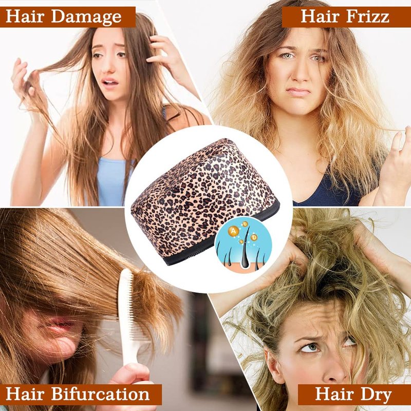 Skiennix Electric Hair Cap - Thermal Treatment Hat with Dual Temperature Control | Leopard Print