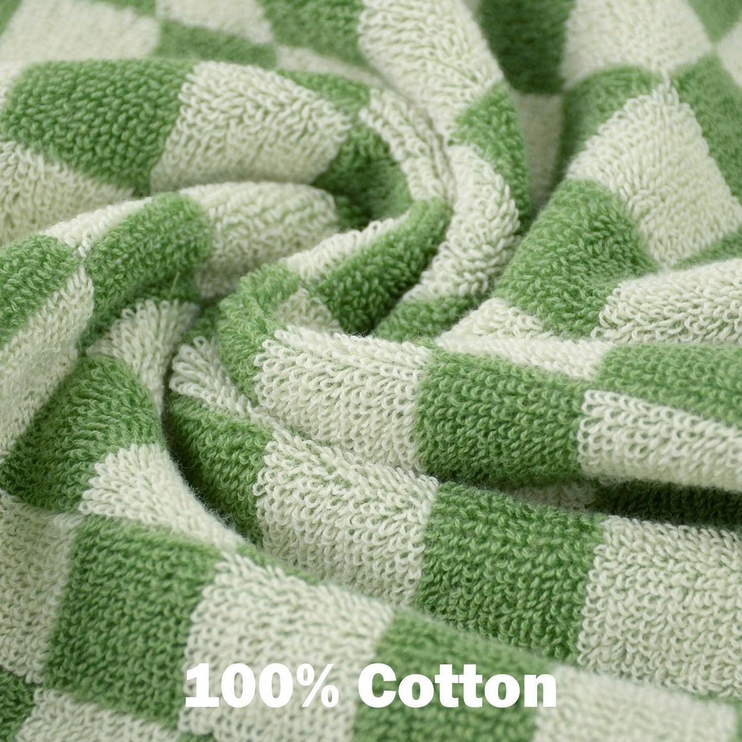 Jacquotha Wash Cloths Super Soft (Green Checkered), Wash Clothes 12 Pack Cotton Face Cloths for Washing Face Showering 13x13 Inches