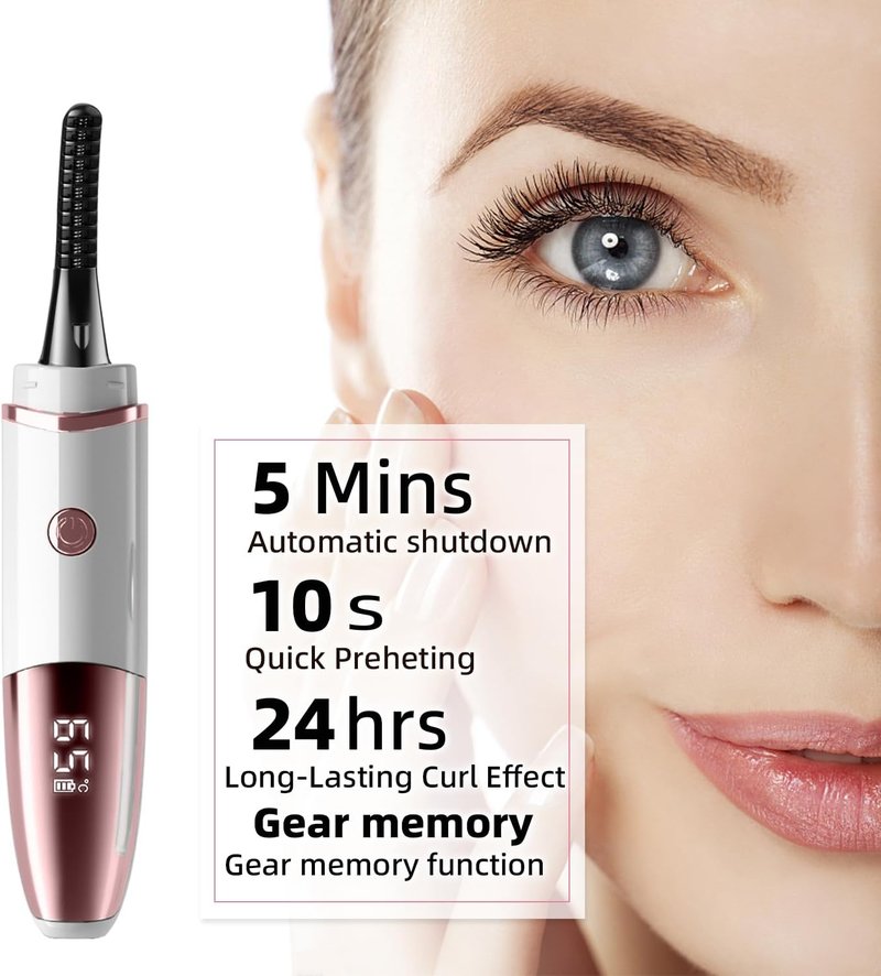 Heated Eyelash Curler - USB Rechargeable Electric Curler with 4 Temperature Modes | Fast Heat Up in 5s - White