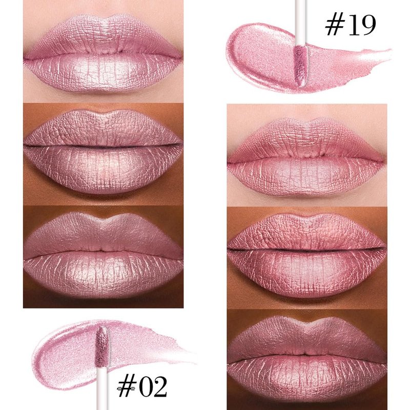 evpct 2Pcs Nude Baby Pink Metallic Glitter Lip Liner and Lipstick Combo, Shimmery Lip Gloss Stain Set Makeup for Women Long Lasting Waterproof 24, Metallic Shimmer Iridescent Glossy Liquid Lipstick
