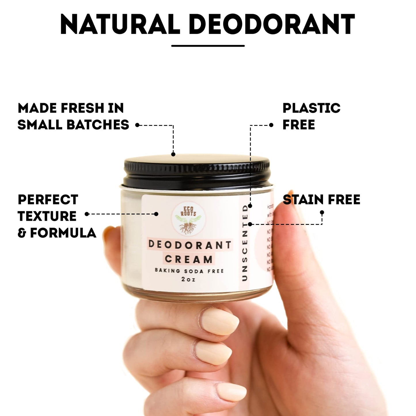ECO ROOTS Natural Deodorant for Women & Men | Organic Deodorant Cream Non Aluminum | Baking Soda Free Healthy Deoderant for Body & Private Parts | All Vegan Pit Paste Zero Sweat Scent Free