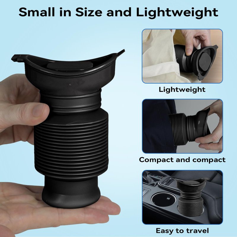 Pee Bottles for Men, Collapsible Emergency Urinal With Disposable Replacement Bags, Leakproof Car Pee Bottle for Men and Women, 2-PCS Urine Bottle, Travelling, Traffic Jams & Hiking (gray and black)