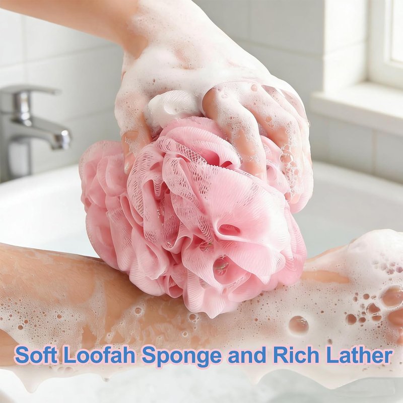 Loofah Sponge 4 Pack - 60G Soft Luffa Bath Sponges for Shower | Ideal for Women, Kids & Men