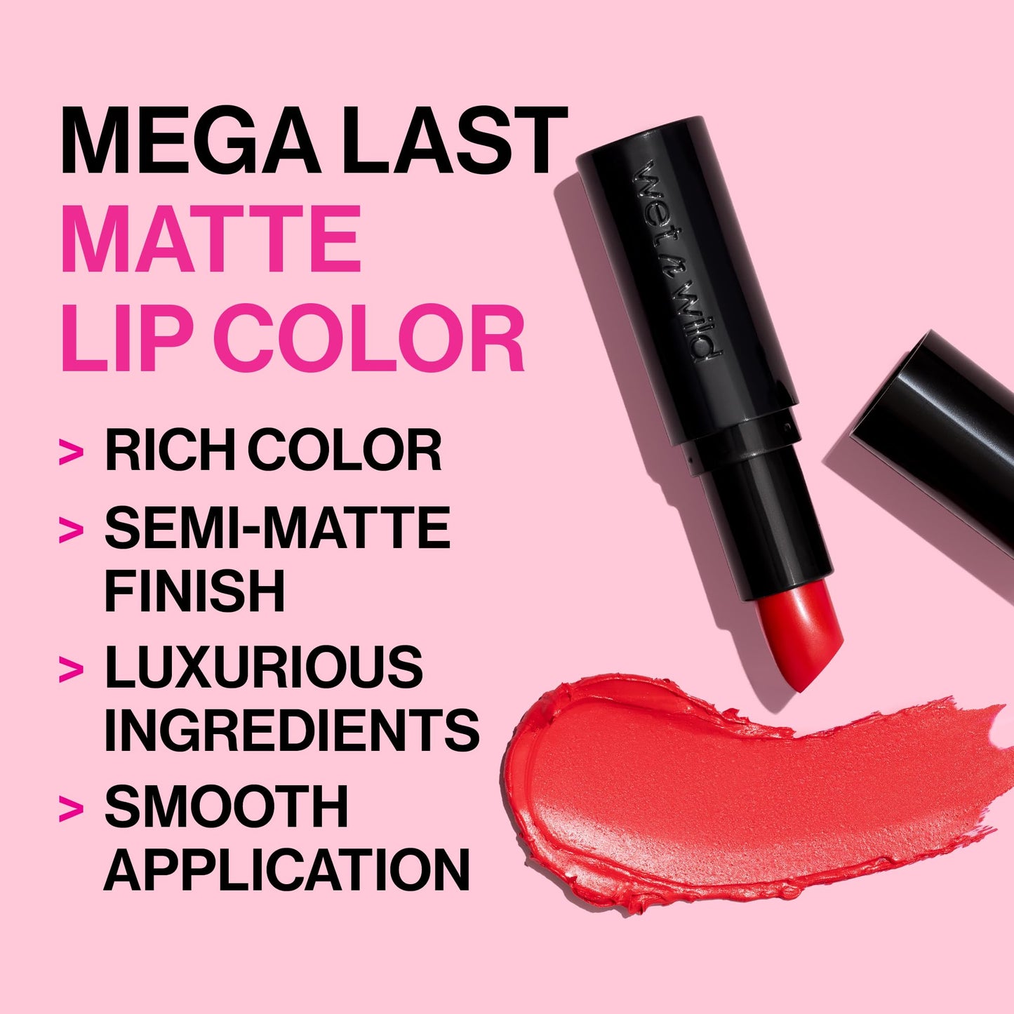 wet n wild Mega Last Matte Lip Color, Semi Matte Hyaluronic Acid Infused, Long Lasting Full Coverage for a Nourishing Pout, Cruelty-Free & Vegan - Stoplight Red