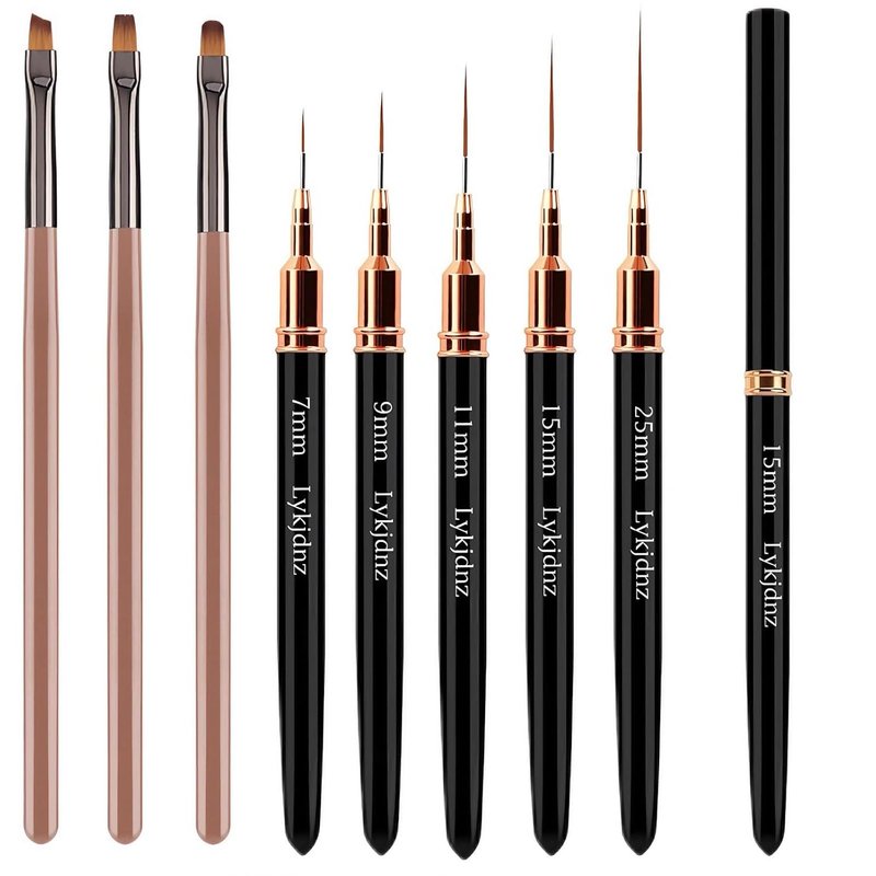 Nail Art Liner Brushes Set - 5 Pcs Thin Gel Brush for Precision Nail Design | Sizes 7-25 mm