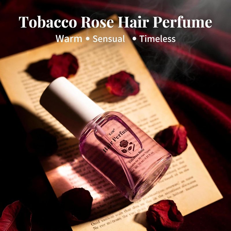 EJW Tobacco Rose Hair Perfume - Alcohol-Free Fragrance Mist with Collagen & Coconut Oil | 1.23 fl oz
