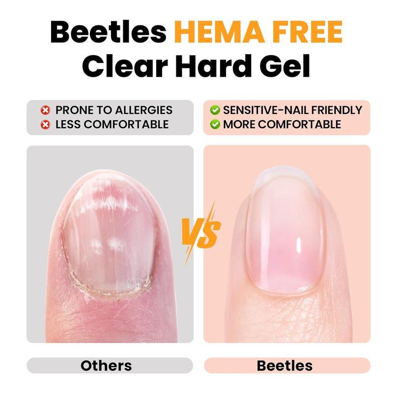 Beetles HEMA-Free Hard Gel for Nails - 9-in-1 Pink Glitter Mini Size | Nail Extension & Strengthening 0.5 oz