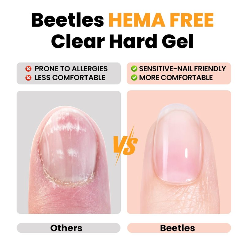 Beetles HEMA-Free Hard Gel for Nails-1.06oz 9 in 1 Jelly Nude UV/LED Lamp Cured Sculpting Stengthener Gel for Nail Extension & Nail High Hardness Nails for Manicurist Women