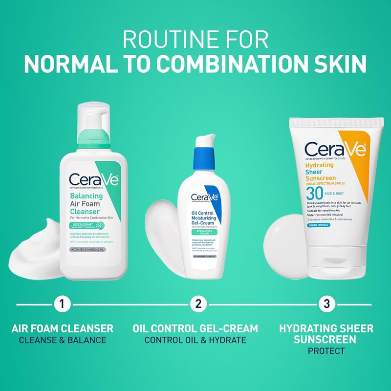 CeraVe Balancing Air Foam Face Wash - Foaming Cleanser for Combination Skin | 8oz, Fragrance-Free & Non-Comedogenic