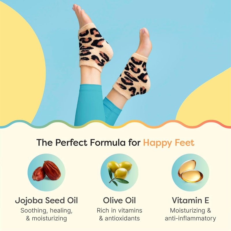 Moisturizing Socks for Cracked Heels - Vitamin E & Olive Oil Infused | Cheetah Print, Regular Size