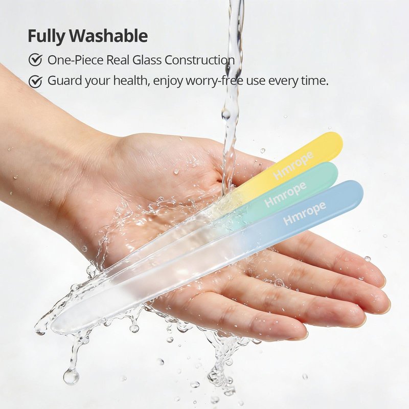 Hmrope 3 Pack Crystal Glass Nail File with Case, Professional Nano Glass Nail Files for Natural Nails, Etched Nail Filer Double-Sided Fingernail Files Ideal Manicure Salon Nail Care for Women Men
