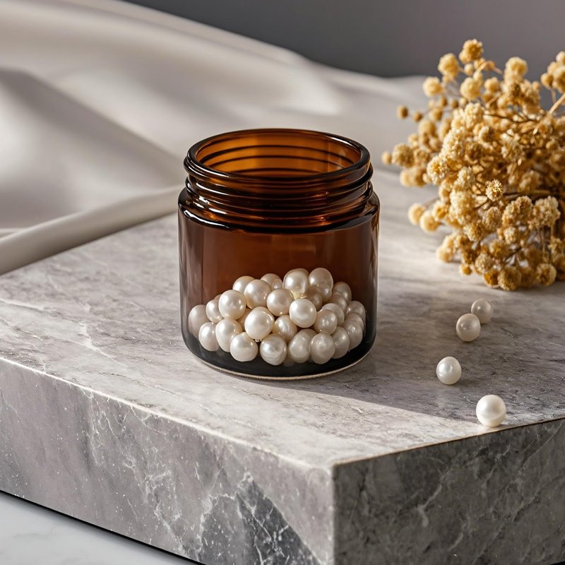 Amber Glass Jars - 4 oz Small Cosmetic Containers with Lids | 24 Pack for Creams & Scrubs