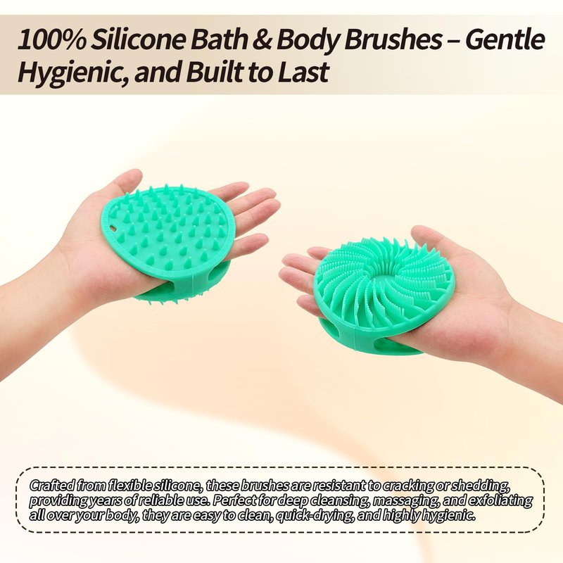 NITOTECA 3-Pack Silicone Body Scrubber – Exfoliating Shower Brush for Sensitive Skin, Soft & Durable Body Scrubber for Gentle Cleansing and Relaxing Massage (Black + Teal + Purple)