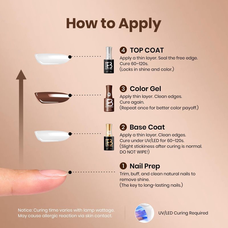 Beetles Brown Gel Nail Polish - Mocha Mood 15ML/0.51Fl Oz, Dark Brown Gel Polish, Same Color Same Bottle STAY SHINING Series, Soak Off UV LED Lamp Nails Art, Long-Lasting Manicure Salon DIY Home