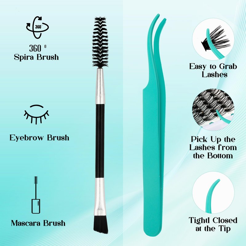 GEMERRY Eyelash Extension Kit Thick Curl Fluffy Clusters Kit With Lash Bond and Seal, Tweezers, DIY Lash Extension (80P-10-18mm)
