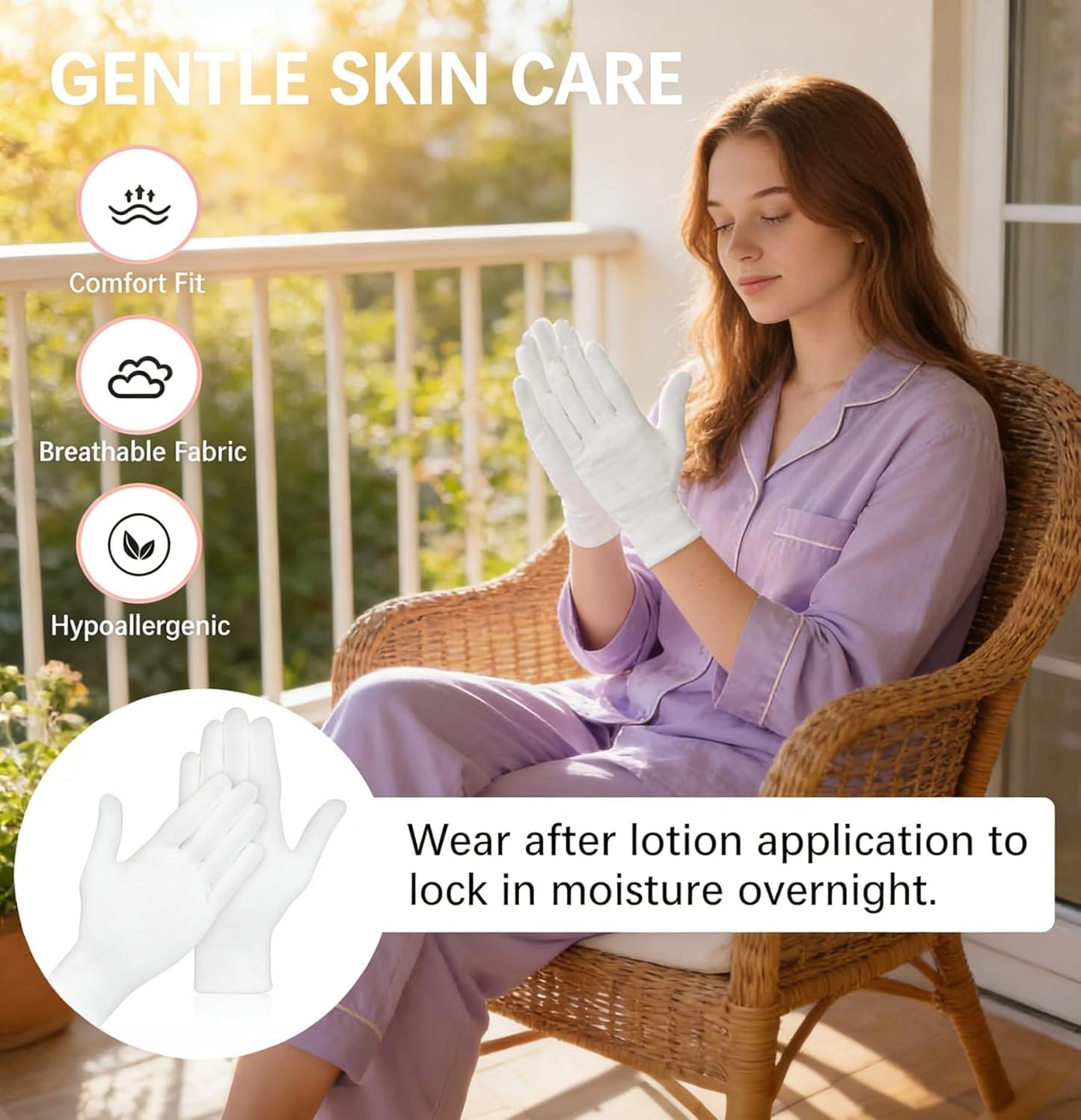 White Cotton Gloves for Dry Hands | Soft Sleep Gloves for Eczema & Moisturizing Overnight | 36 Pcs Set