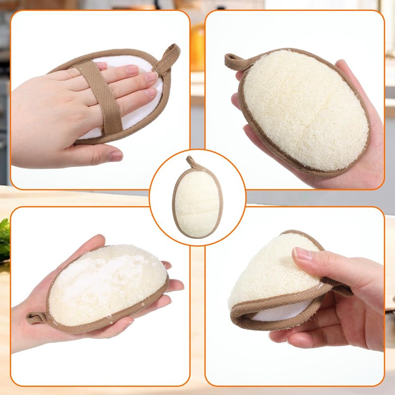 2Pcs Natural Loofah Exfoliating Body Scrubber, Made with Natural Egyptian Shower loofa Sponge, Shower Exfoliator for Women and Men, Loofah Exfoliating Body Scrubber for Bath