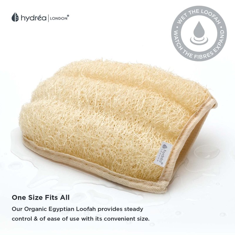 Hydrea London Exfoliating Glove - Organic Egyptian Shower Loofah & Dual-Sided Face Mitt Exfoliator - Body Scrubber for Men & Women, Dead Skin Cell Remover, & Bath Scrub for Deep Exfoliation & Detox