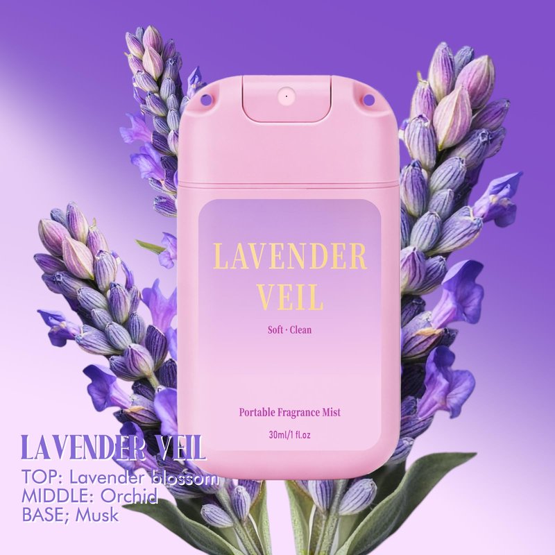 AQUA BLANCE Travel Size Body Spray for Women, Card-Style Portable Fragrance Mist with Removable Hook, 3 Pack Each 1 fl oz - Vanilla, Jasmine, Lavender