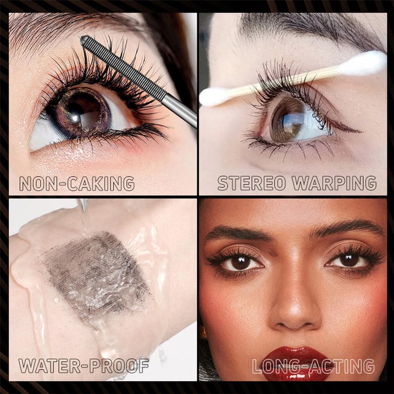 Iron Wand Mascara - Waterproof Tubular Eyelash Primer for Long Curling | Black, Brushless Formula