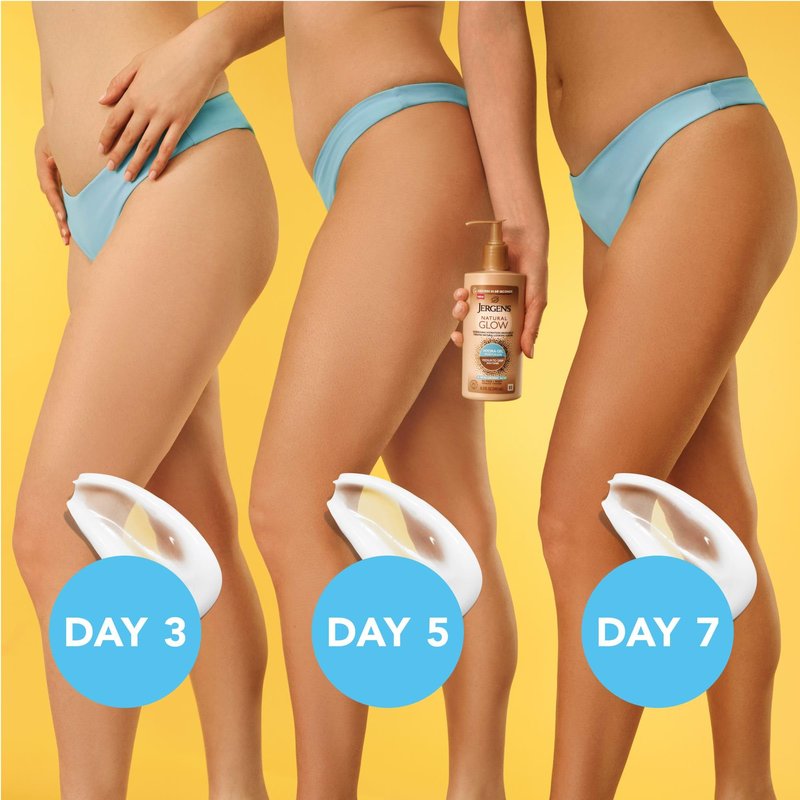 Jergens Natural Glow Hydra Gel Moisturizer, Gradual Tanning Lotion with Hyaluronic Acid, Hydrating Tanning Gel, Fragrance-Free Self Tanner, Medium to Deep Skin Tones 8.3 Fl Oz