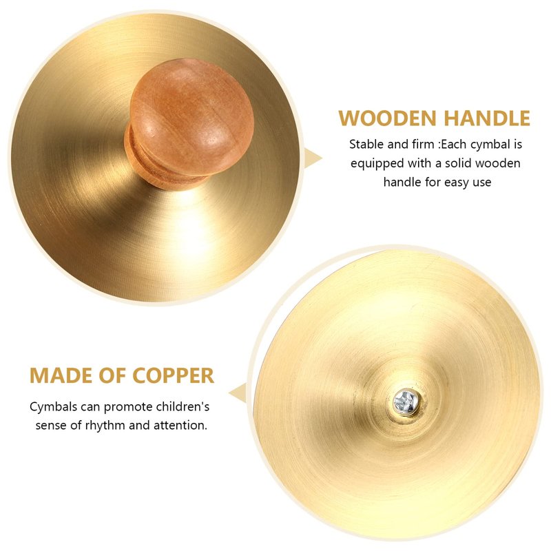 4Pcs Finger Cymbals with Wooden Handles, Finger Cymbals Percussion Instrument, Mini Belly Dance Hand Cymbal, Metal Finger Zills，7cm/2.75in