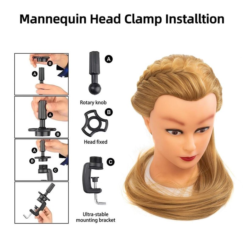 Cosmetology Mannequin Head Hair Styling 26-28inch Training Head Synthetic Fiber Manikin Head Doll Head with Clamp （#27 Blonde 20Inch）
