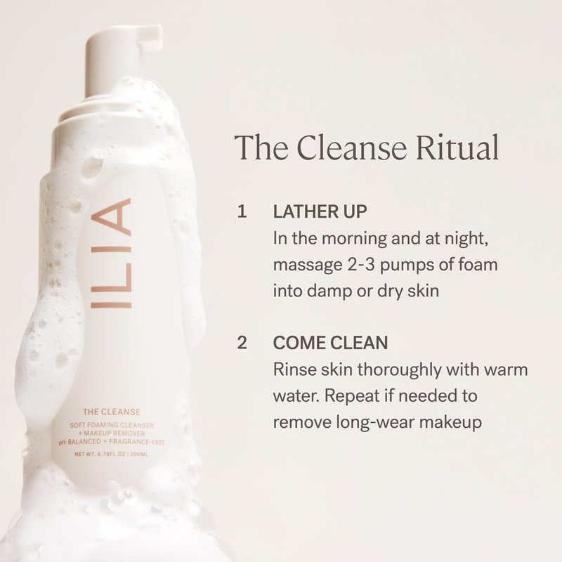 ILIA - The Cleanse Soft Foaming Cleanser + Makeup Remover | Replenish, Hydrate, Cleanse, Soften, Refresh Skin | Non-Toxic, Vegan, Cruelty-Free, Clean (6.76 fl oz | 200 ml)