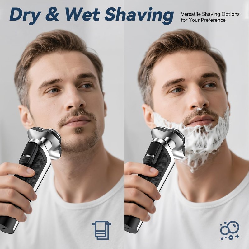 Ordele Electric Razor for Men, 2025 Upgraded Electric Shavers for Men, USB-C Rechargeable, Wet & Dry Shaver with Pop-up Trimmer and Travel Case (Black)