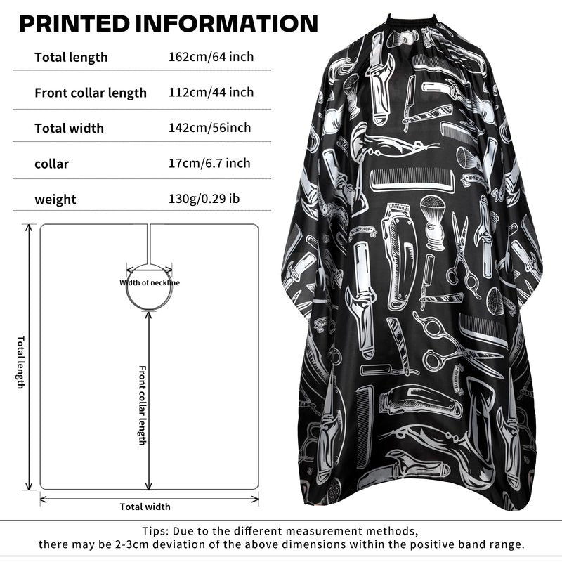 Professional 64x56 Inch Barber Cape for Men & Adults - Adjustable Waterproof Hair Cutting Cape for Salon, Hair Coloring Cape with Elastic Neck (Barber Supplies)