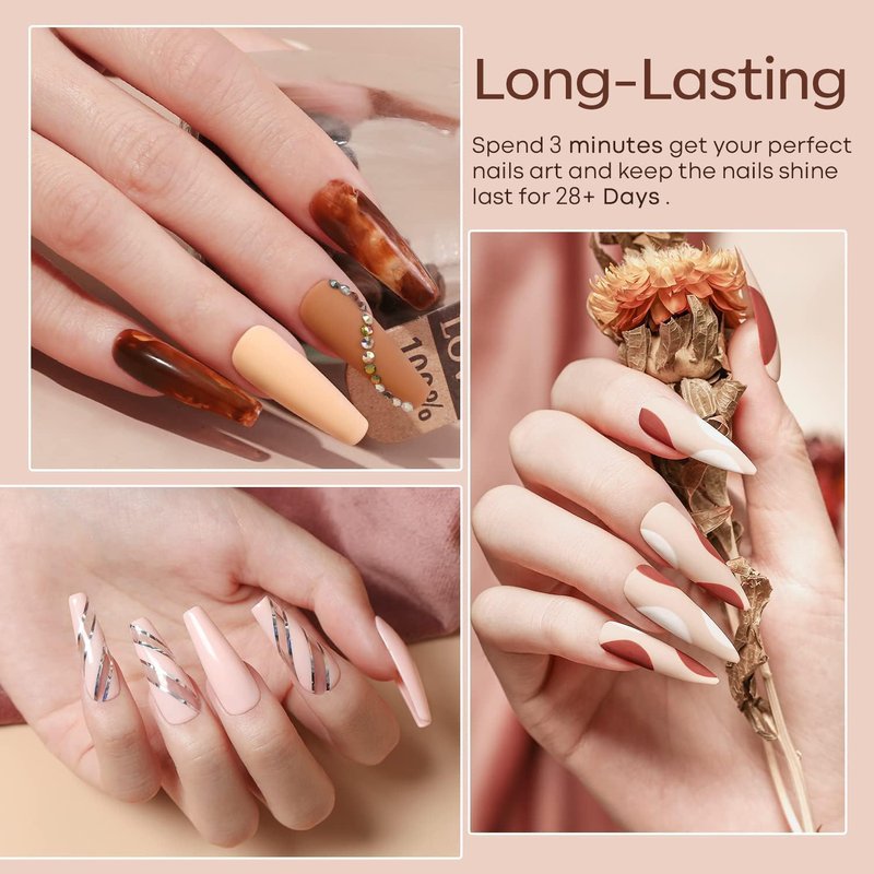 modelones Gel Nail Polish Kit -6 Colors Nude Pink Milky White Gel Polish Set Skin Tones Neutral Brown Soak Off Gel Nail Kit Manicure DIY Nail Art Salon Home Gift