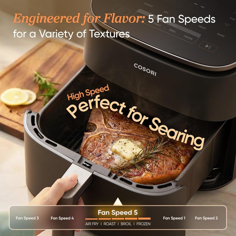 Cosori 9-in-1 TurboBlaze Air Fryer - 6 Qt PFAS-Free Ceramic Coating | Precise Heating for Even Cooking