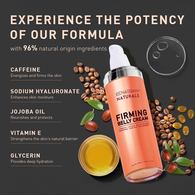 Belly Firming Cream - Skin Tightening & Cellulite Reduction | Hydrating Lotion for Stomach, Thighs & Booty - 100 mL Orange