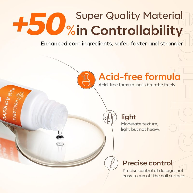 Modelones Nail Glue - Super Strong Long-Lasting Gel for Press-On & Acrylic Nails | 10 ML Non-Toxic Formula