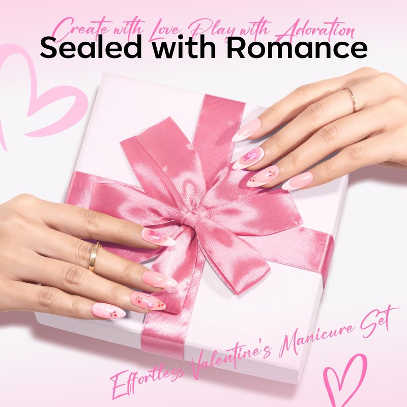 modelones Gel Nail Polish Set, 6 Colors 2026 Mothersday Pastel Nude Pink Milky White French Jelly Gel Polish Pearl Hot Pink Glitter Heart Cat Eye Nail Gel Polish LED DIY Gift with Stickers & Magnet