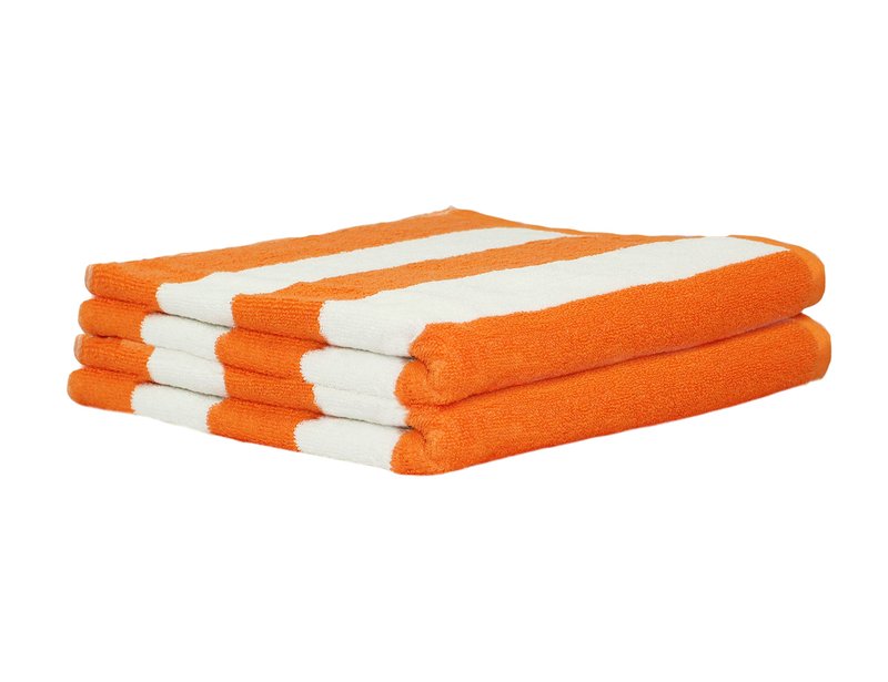 COTTON CRAFT Large Beach Towel -2 Pack-30x60-100% Cotton Terry - Pool Picnic Bath - Colorful Absorbent Light Weight Quick Dry Easy Care - Plush Soft Luxury Gift - 450 GSM- Cabana Stripe Orange White