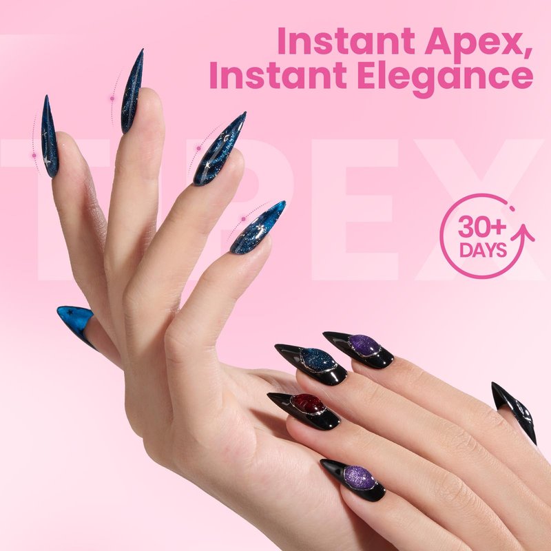 Beetles Tipex Lite Nail Tips, Medium Stiletto, Size 9, 50 Pcs, Built-in Apex Acrylic Tips for Flat & Natural Nail Beds, Beginner-Friendly DIY Nail Extensions