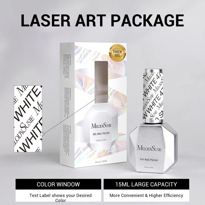 MelodySusie Thick Snow White Gel Nail Polish,15ML Soak Off UV LED White Gel Polish Christmas Gift for Women Nail Art Manicure Salon DIY Nail Design Decoration at Home-479