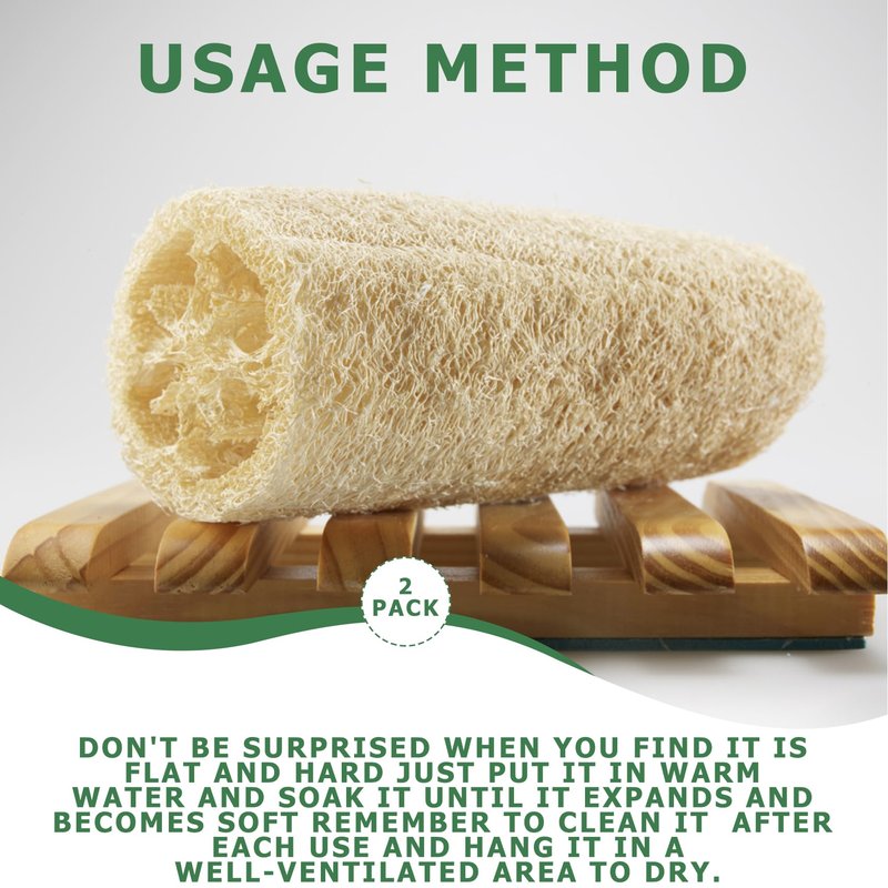 Pure Natural Loofah Sponge，Organic loofah Sponge, Reusable Natural Loofah Sponge ，Exfoliating Body and Back Scrub for SPA Beauty Bath and Radiant Skin,Natural loofah Dish Sponge(2 Pack)