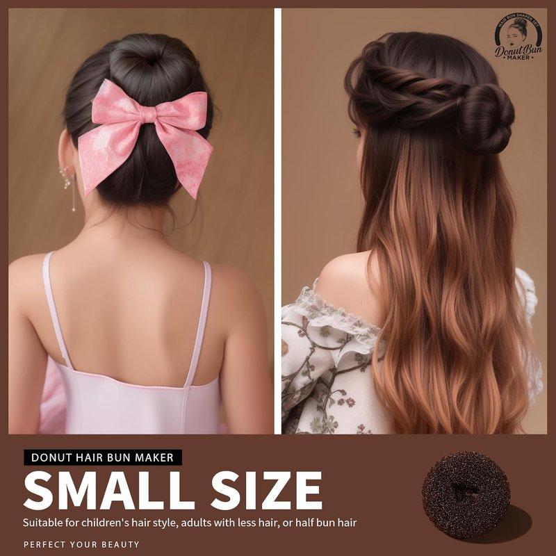 Hair Bun Maker - 4 Pcs Brown Ballet Buns in 4 Sizes | Easy Hair Donuts for Women
