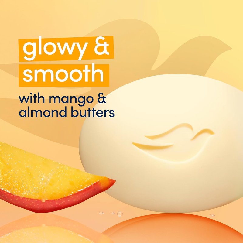 Dove Beauty Bar Soap - Glowing Mango & Almond Butters for Radiant Skin | 8 Bars, 3.75 oz
