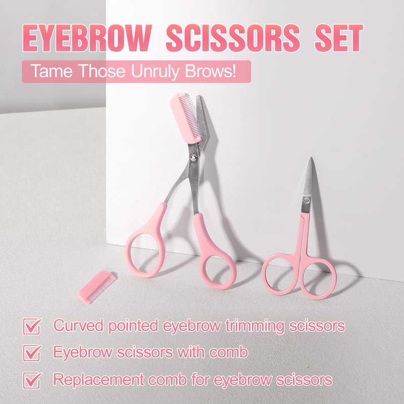 Eyebrow Kit, 17 in 1 Tweezers for Women Facial Hair, Hair Scissors with Comb, Eyebrow Trimmer, Brow Brushes, Hair Tools Travel Bag, Professional Grooming Tweezer Set