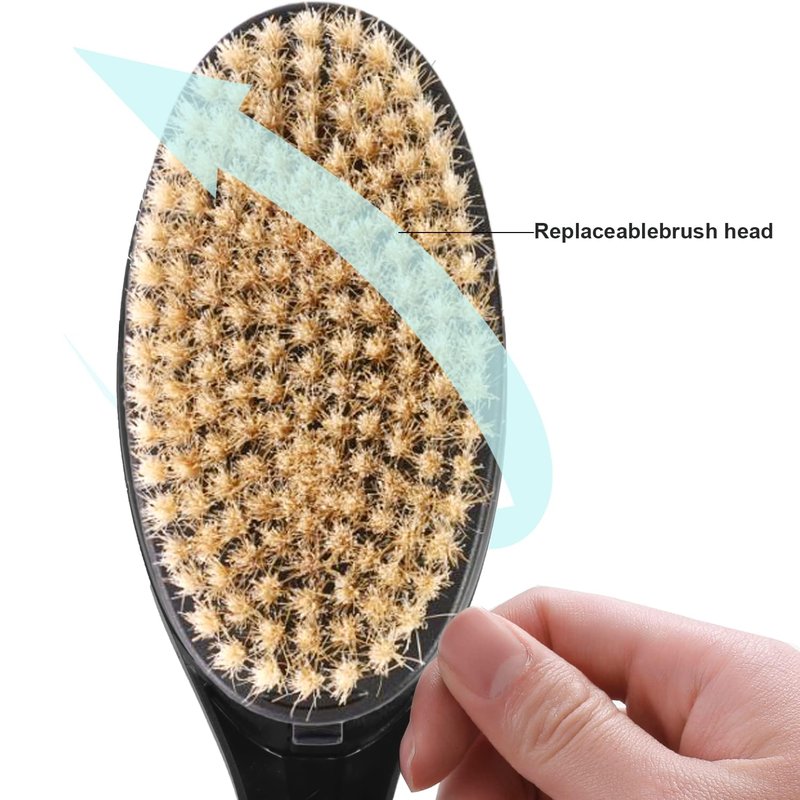 EASACE 3.0 Back Scrubber Brush for Shower, Soft and Stiff Bristles, Adjustable Head, Long Handle, Replacement Brush Head
