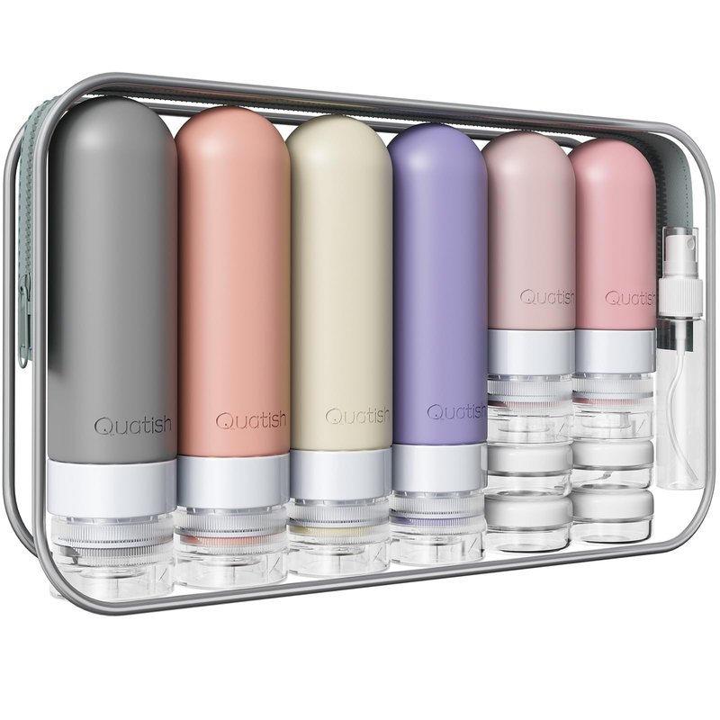 20 Pack Travel Bottles for Toiletries, Original Patented, TSA Approved Travel Size Containers, Leak Proof Silicone Shampoo and Conditioner Bottles Women & Men, Airplane Cruise Essentials, DustyPink