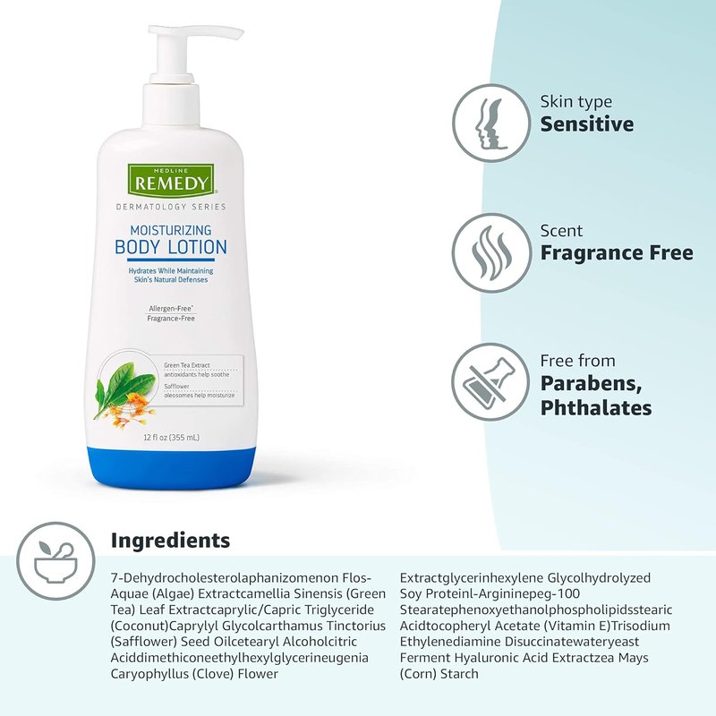 Medline Remedy Clinical Skin Cream - Fragrance-Free Moisturizer for Dry Skin | 12 fl oz, Hypoallergenic Lotion