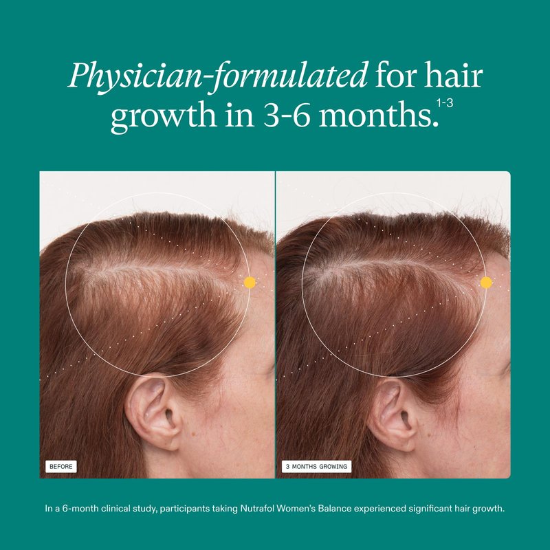 Nutrafol Women's Balance Hair Growth Supplements, for Women 45 Years and Older, Clinically Proven for Visibly Thicker Hair and Scalp Coverage, Dermatologist Recommended - 3 Month Supply, Pack of 3